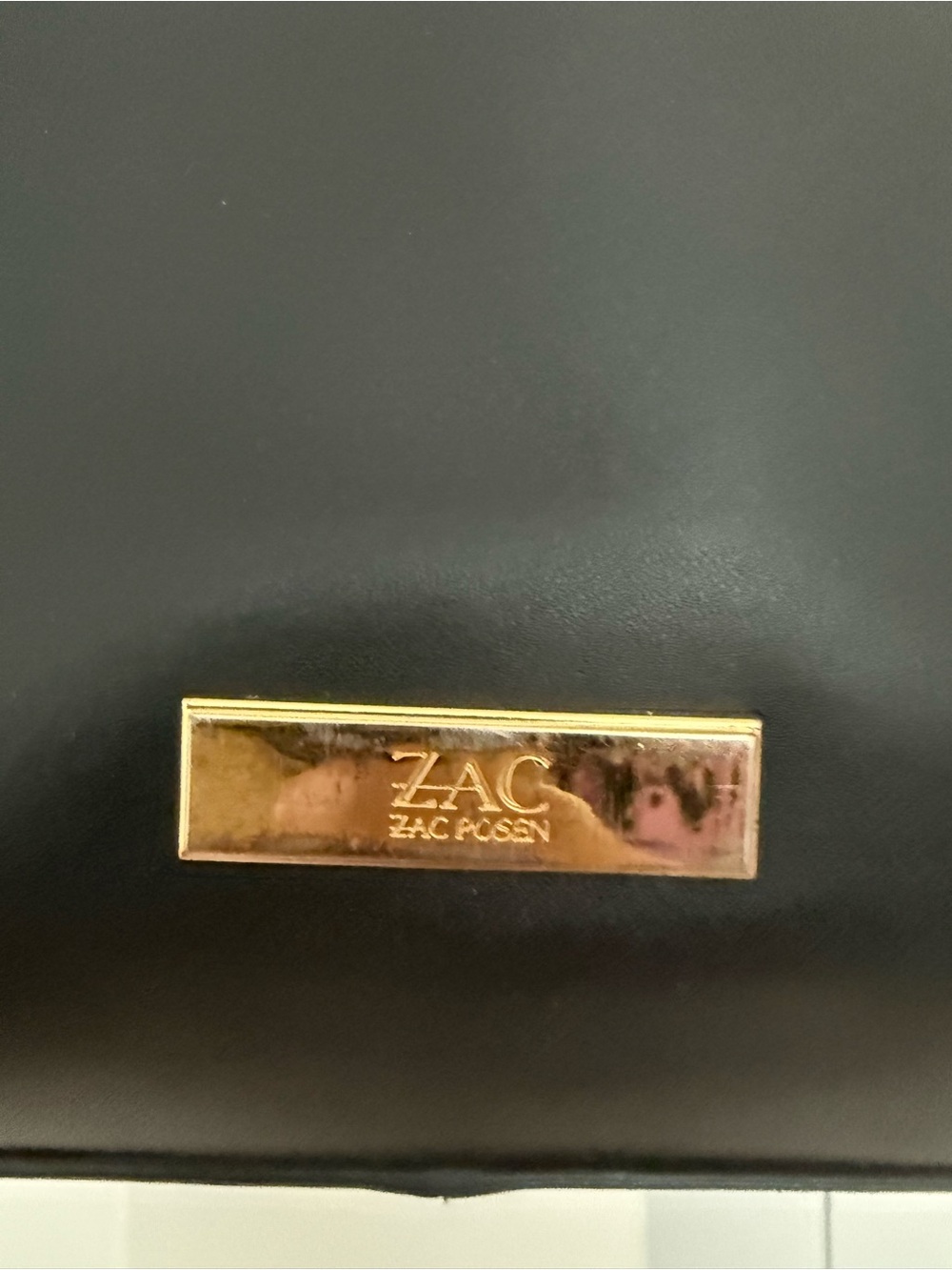 ZAC Zac Posen Zac Eartha East West Black Leather Satchel Gold Hardware Bag - Picture 4 of 15
